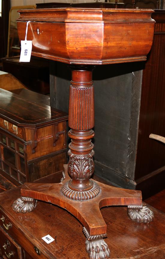 A Regency mahogany sarcophagus work table, W.1ft 6in. D.1ft 1in. H.2ft 7in.